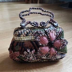 Vintage Mary Francis Velvet Floral Beaded Bag